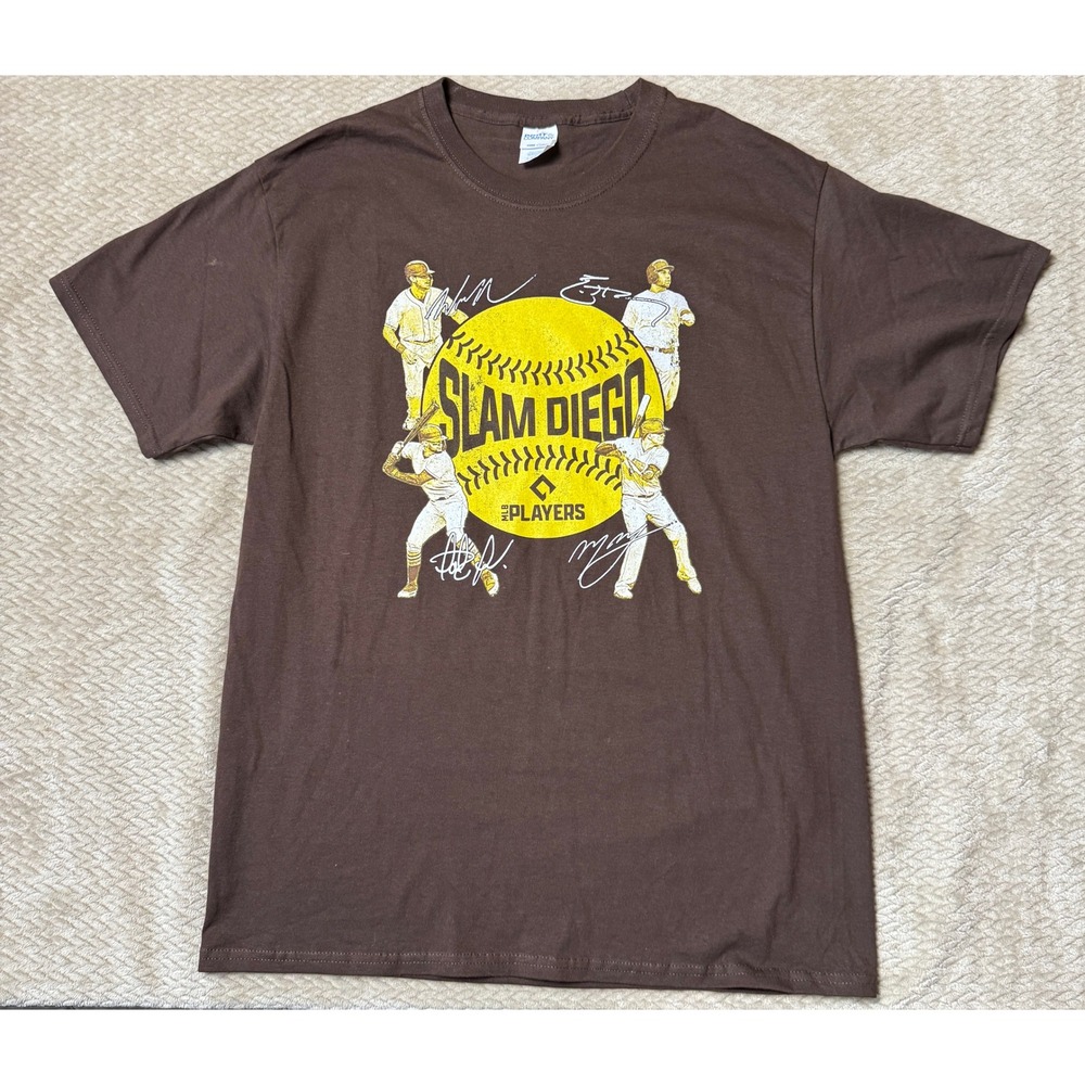 Slam Diego Players Graphic Tee Brown T-Shirt Men's Size L San Diego Padres